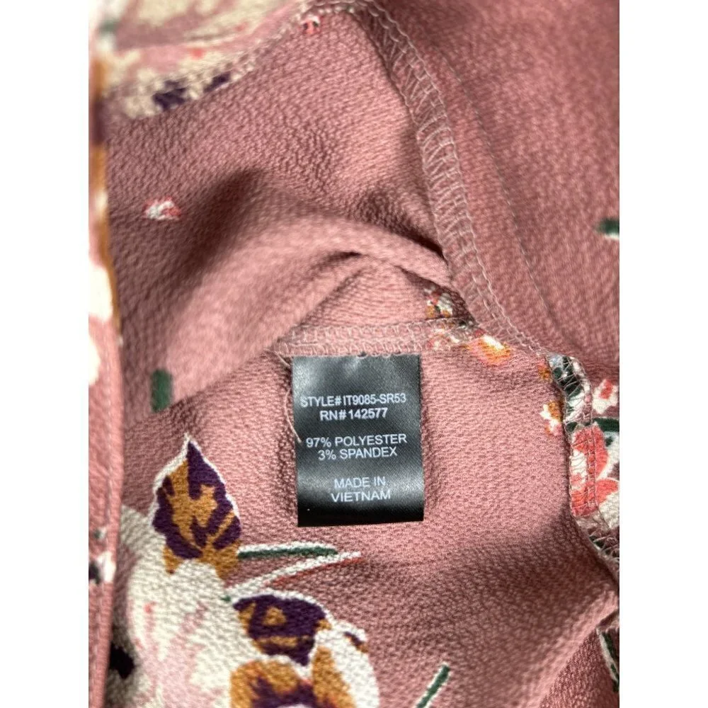Iris Mauve Faux Wrap Bell Sleeve Crop Top Size Medium